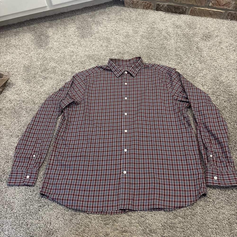 Vineyard Vines Shirt Mens XL Red Plaid Long Sleeve Button Up Tech Twill Stretch